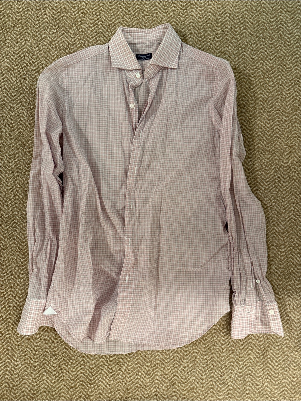 Finamore Men’s Pink Check Dress Shirt
